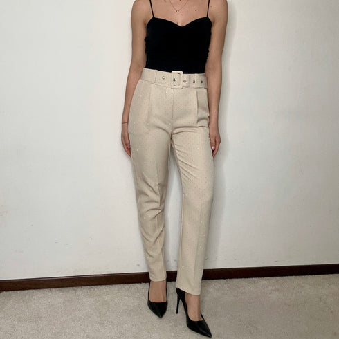 Pantalone a sigaretta con brillantini