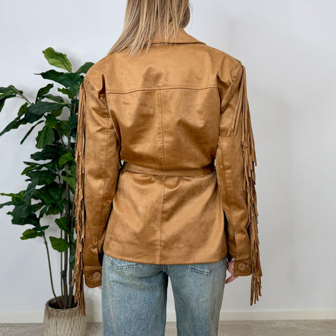 Giacca in suede con frange