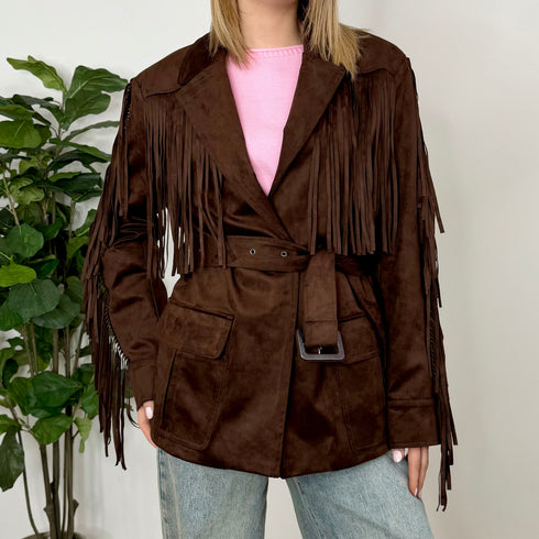 Giacca in suede con frange