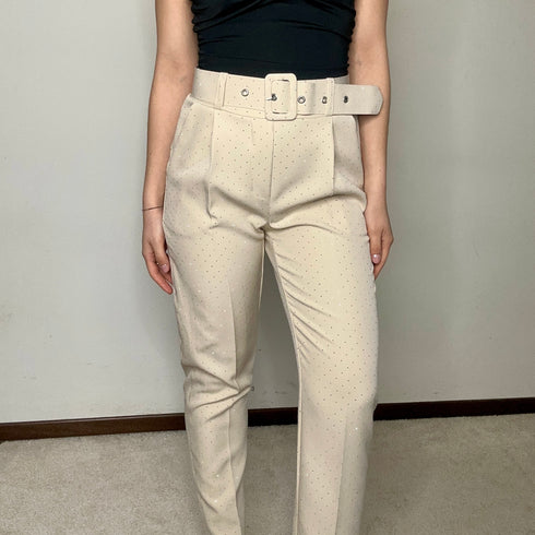 Pantalone a sigaretta con brillantini