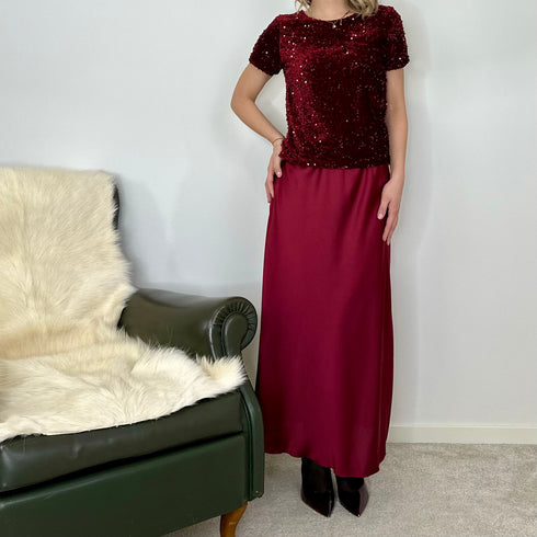 Gonna satin bordeaux
