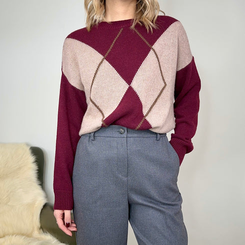 Maglione cashmere blend a rombi