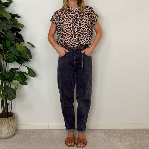 Jeans regular mom fit grey