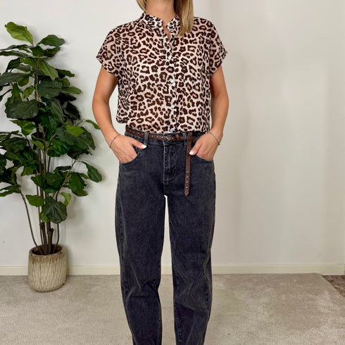 Jeans regular mom fit grey