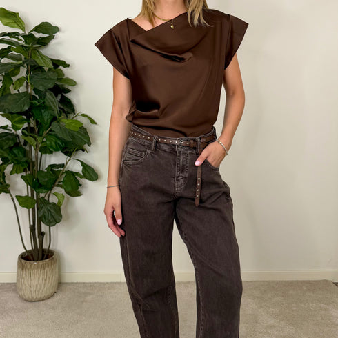 Jeans regular mom fit BROWN