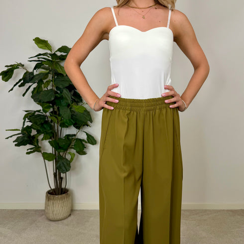 Wide leg crepe pants