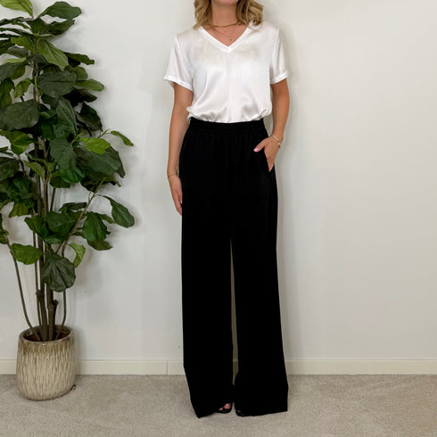 Wide leg crepe pants