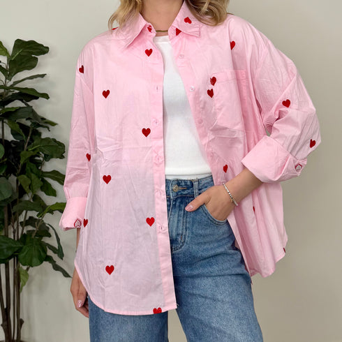 Camicia Cuori ricamati