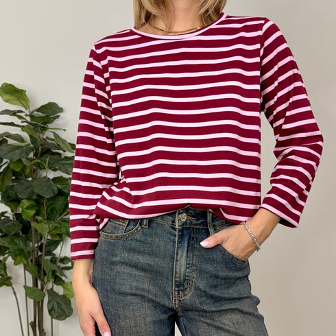 T-shirt a maniche lunghe a righe