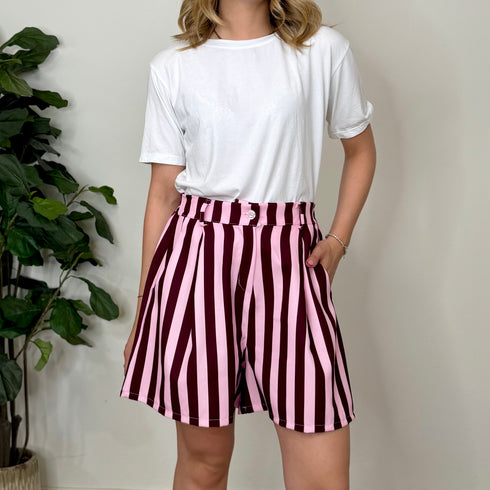 Shorts mom fit a righe