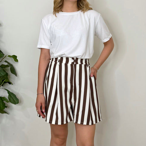 Shorts mom fit a righe
