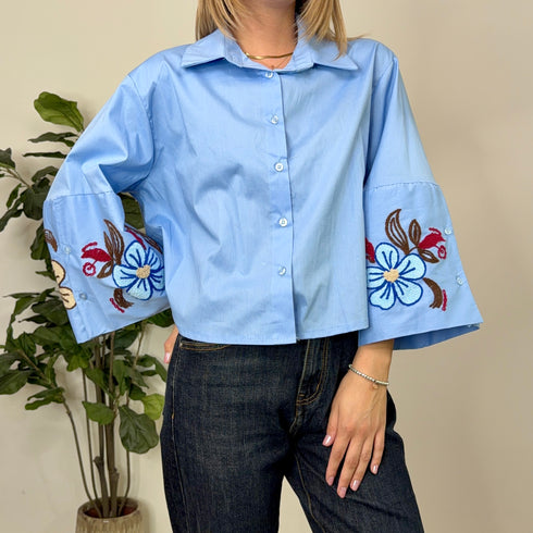 CAMICIA CROP RICAMATA