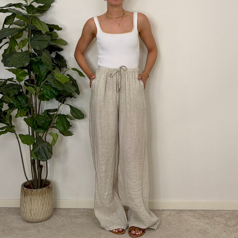 Pantalone in lino con coulisse