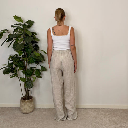 Pantalone in lino con coulisse